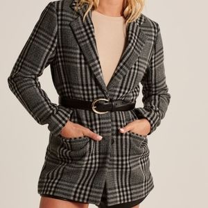 Black Plaid Medium Blazer Abercrombie